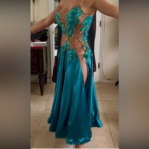 Elegant Teal Ballroom Smooth Dress